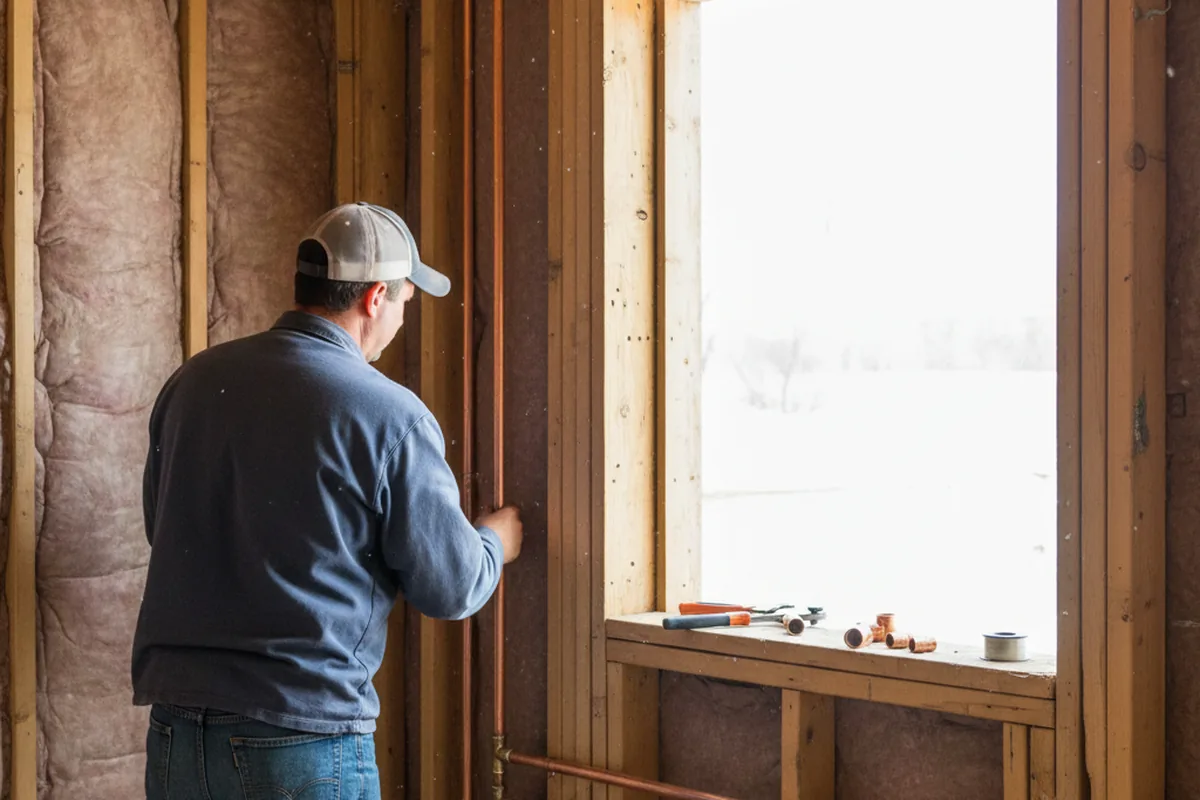 Licensed plumber running new copper supply lines in a East Troy home