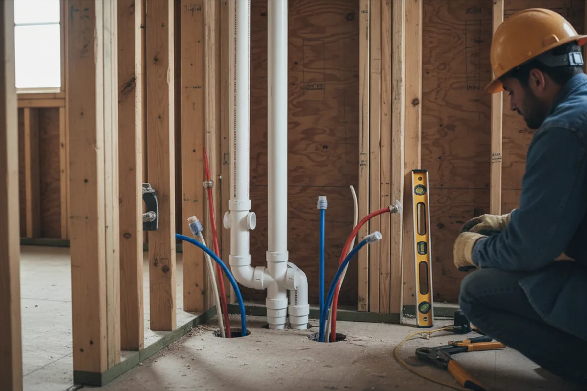 Drain and supply rough-in during Toilet Repair and Installation in East Troy
