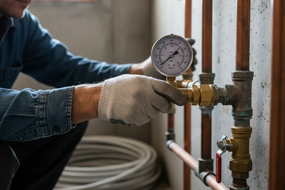 Pressure testing a repaired line during Water Line Repair in East Troy